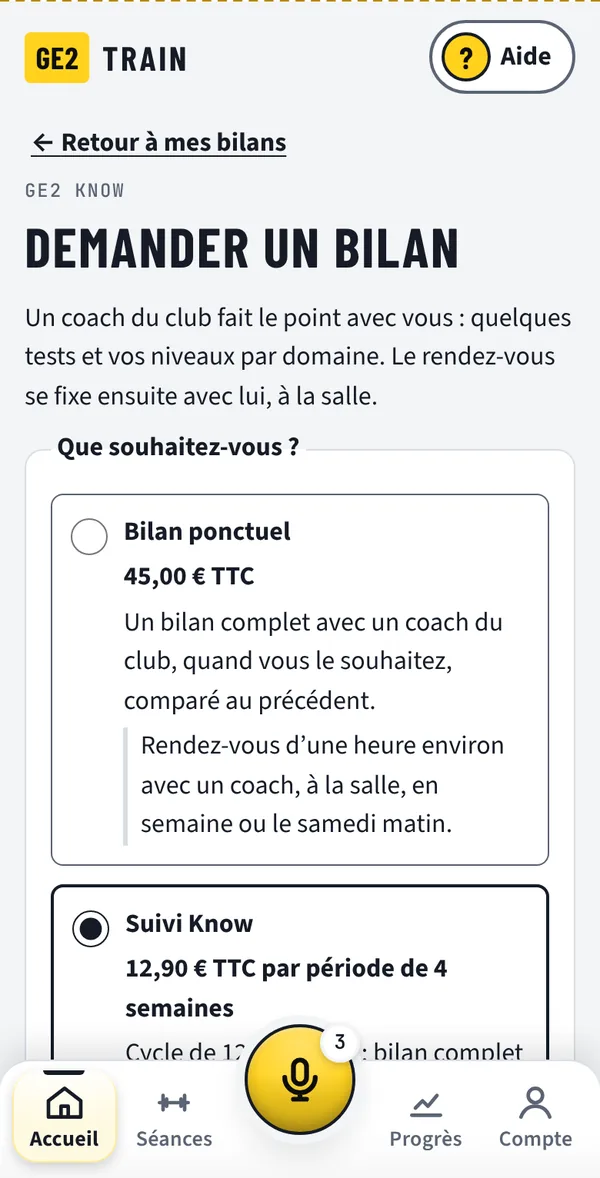 Demander un bilan : bilan ponctuel ou suivi Know