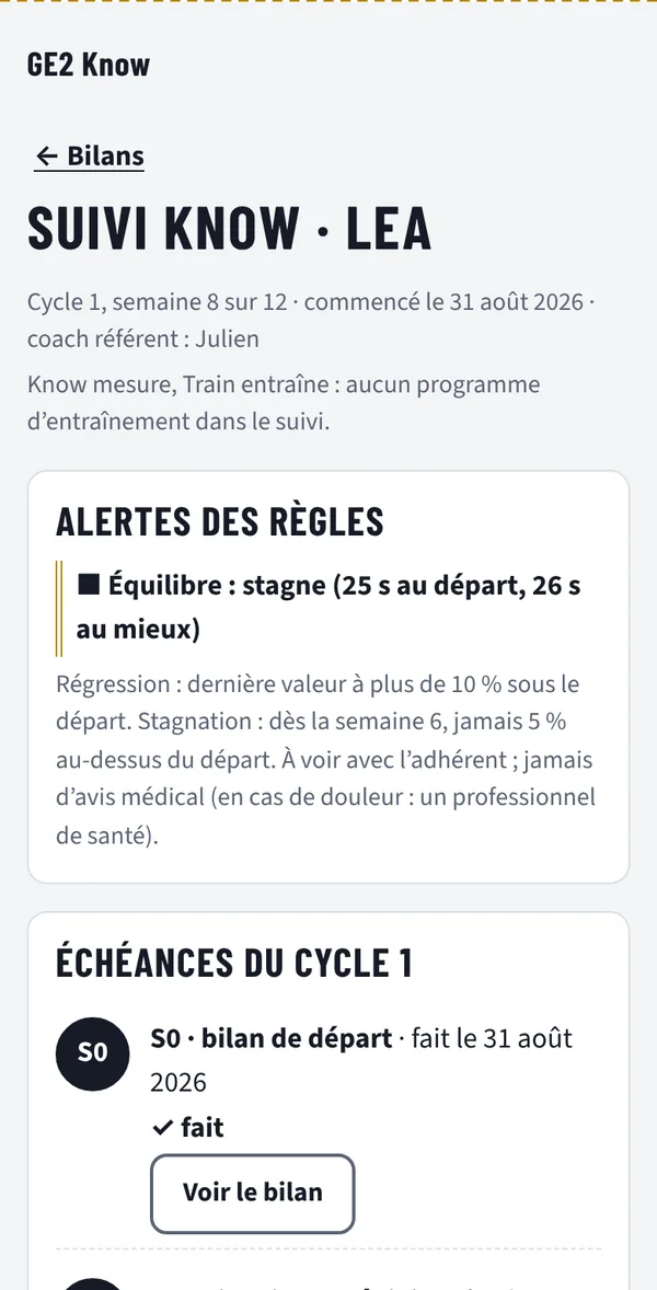 Suivi Know de Léa, semaine 8 : alerte de stagnation