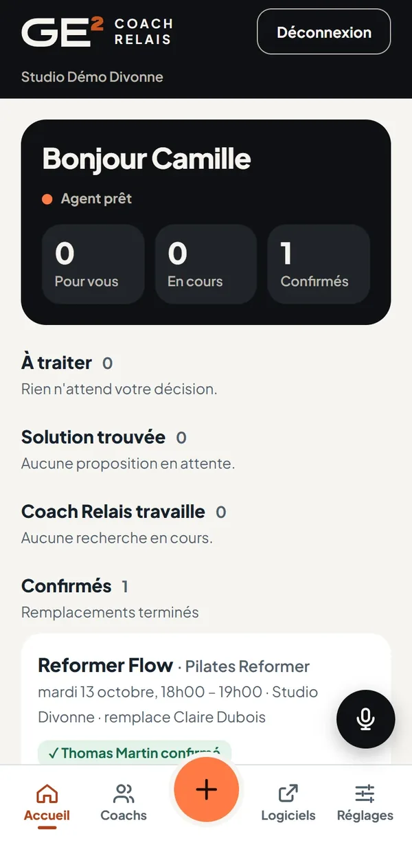 Accueil&nbsp;: à traiter, solution trouvée, confirmés